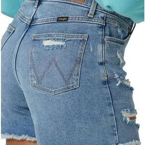 Wrangler Ripped Blue Denim Shorts